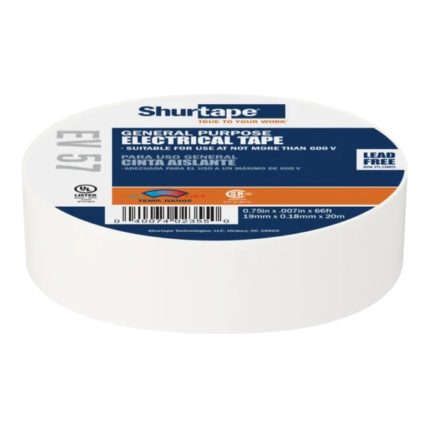 EV57 Electrical Tape 19mm x 0,18mm x 20m, white